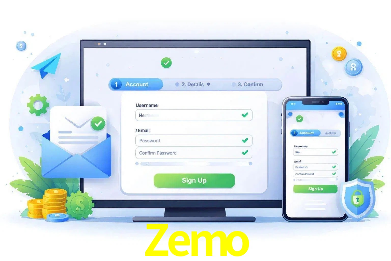 Registro de nuevo usuario y configuración de cuenta Zemo